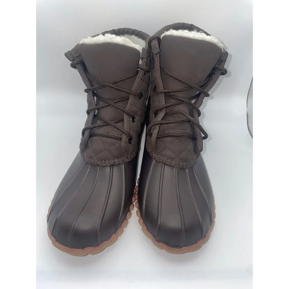 Outwoods‎ Quilted Duck Boots Women's Size 8 Brown Insulated Waterproof Winter